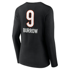Joe Burrow Cincinnati Bengals Women's Team Wordmark Long Sleeve V-Neck T-Shirt Black | NFL