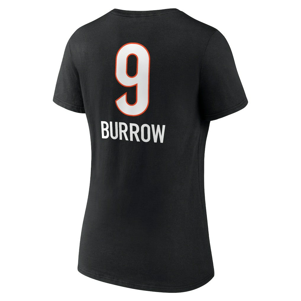 Joe Burrow Cincinnati Bengals Women's Team Wordmark Name & Number V-Neck T-Shirt Black | NFL