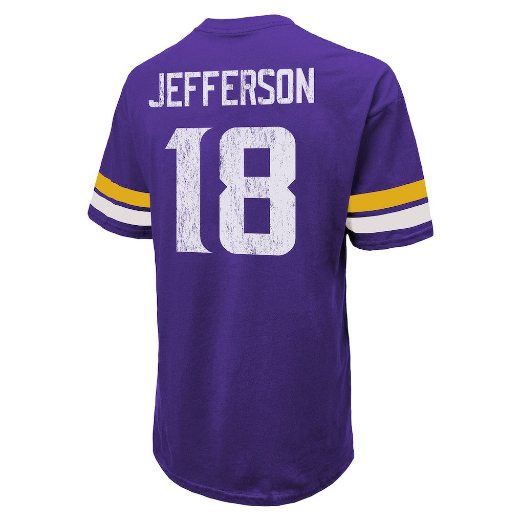 Justin Jefferson Minnesota Vikings Majestic Threads Name & Number Oversized Fit T-Shirt Purple | NFL