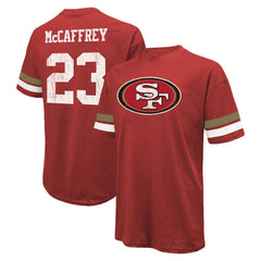 Christian McCaffrey San Francisco 49ers Majestic Threads Name & Number Oversized Fit T-Shirt Scarlet | NFL