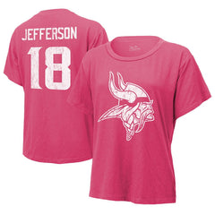 Justin Jefferson Minnesota Vikings Majestic Threads Women's Name & Number T-Shirt Pink | NFL