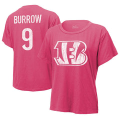 Joe Burrow Cincinnati Bengals Majestic Threads Women's Name & Number T-Shirt Pink | NFL