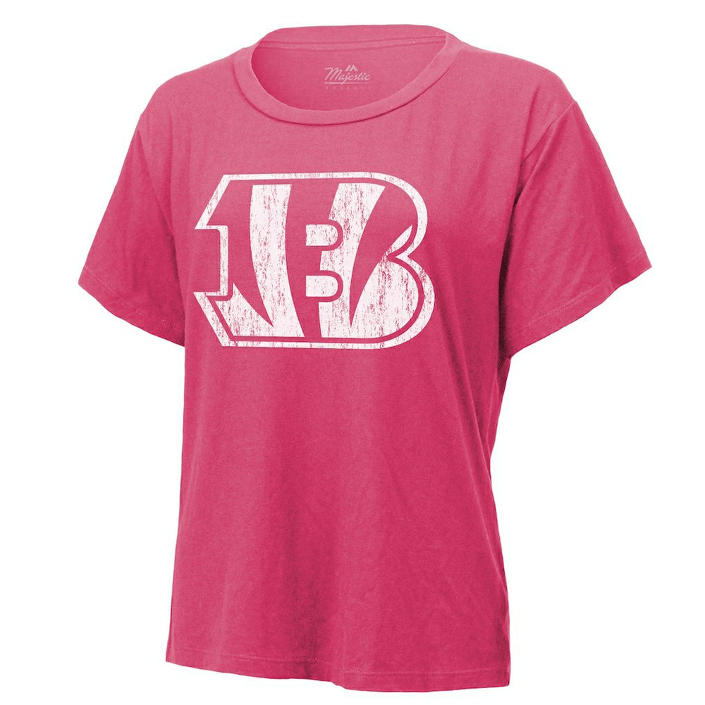 Joe Burrow Cincinnati Bengals Majestic Threads Women's Name & Number T-Shirt Pink | NFL