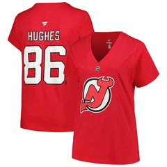 Jack Hughes New Jersey Devils Fanatics Women's Plus Size Name & Number T-Shirt - Red - NHL