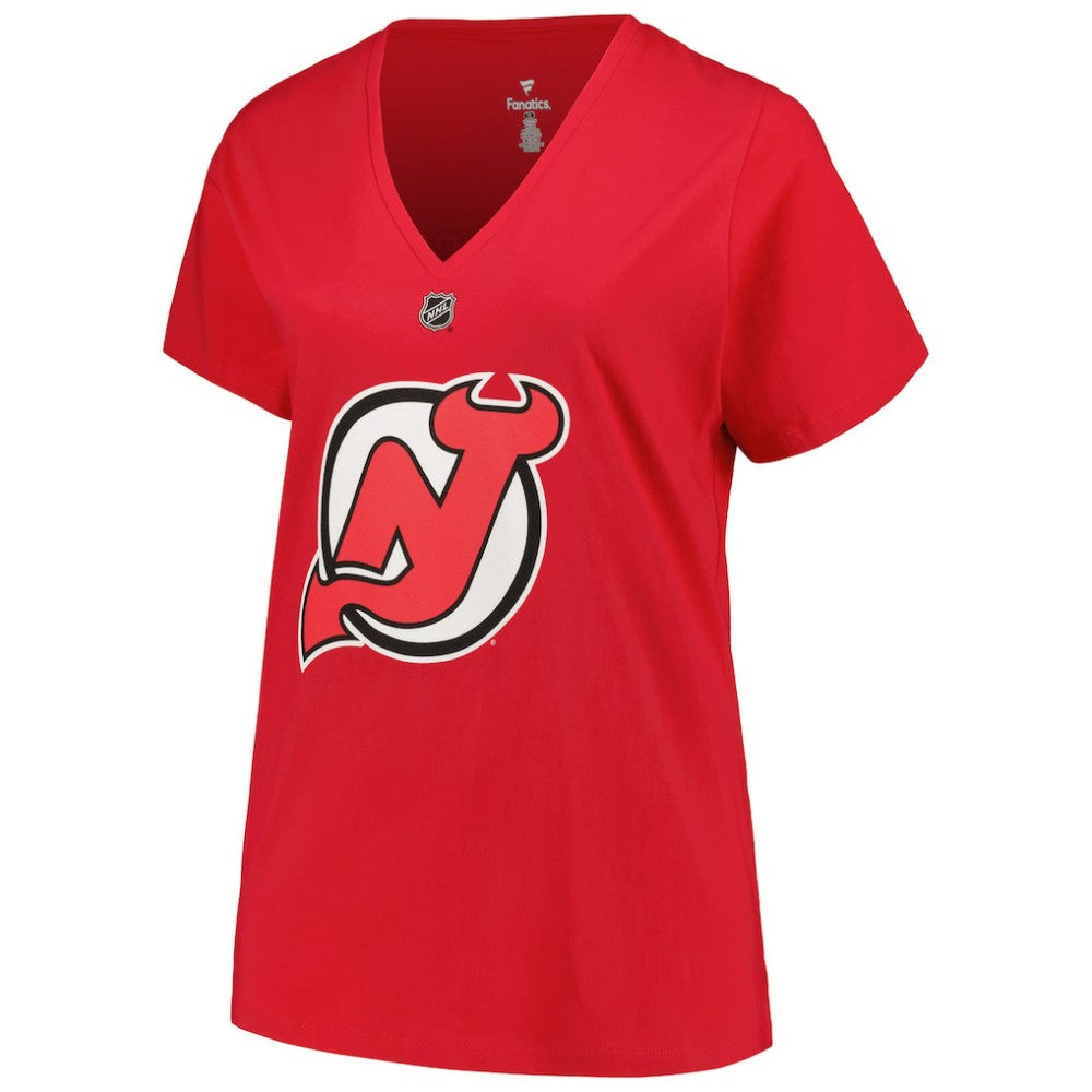 Jack Hughes New Jersey Devils Fanatics Women's Plus Size Name & Number T-Shirt - Red - NHL