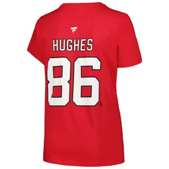 Jack Hughes New Jersey Devils Fanatics Women's Plus Size Name & Number T-Shirt - Red - NHL