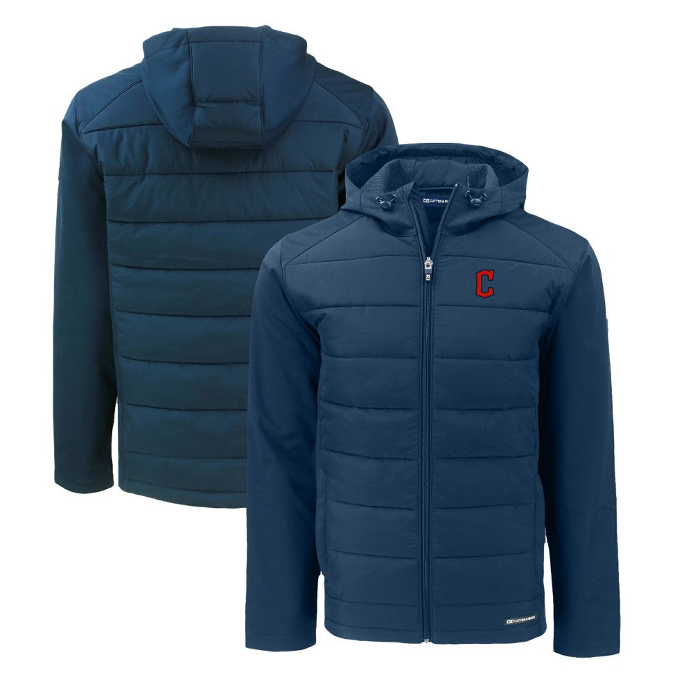 Cleveland Guardians Cutter & Buck Evoke Hybrid Eco Softshell Recycled Full-Zip Hoodie - MLB