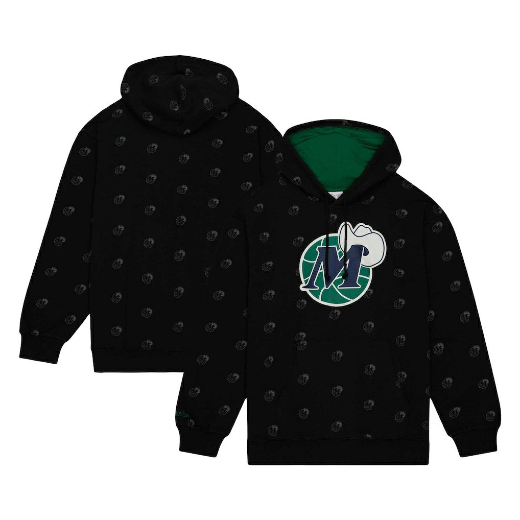 Dallas Mavericks Hardwood Classics Allover Print Pullover Hoodie Black - NBA
