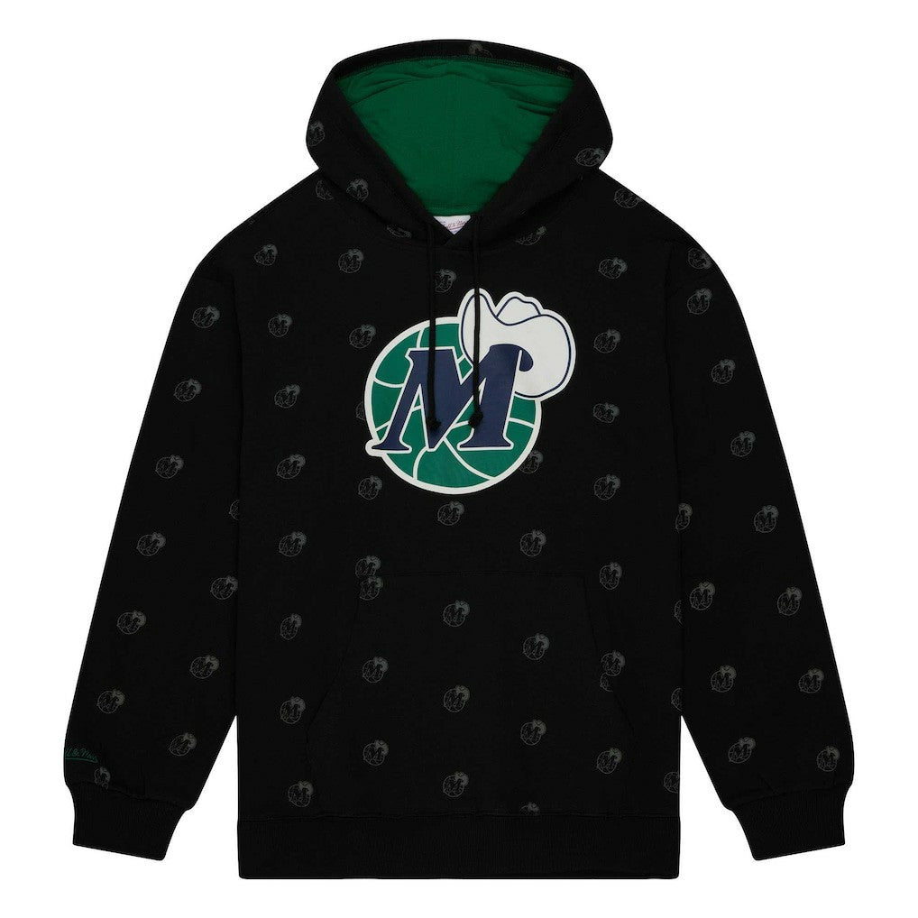 Dallas Mavericks Hardwood Classics Allover Print Pullover Hoodie Black - NBA
