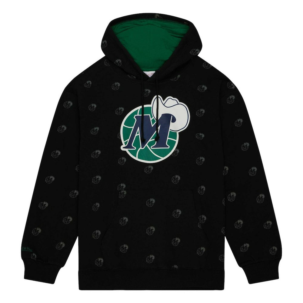 Dallas Mavericks Hardwood Classics Allover Print Pullover Hoodie Black - NBA