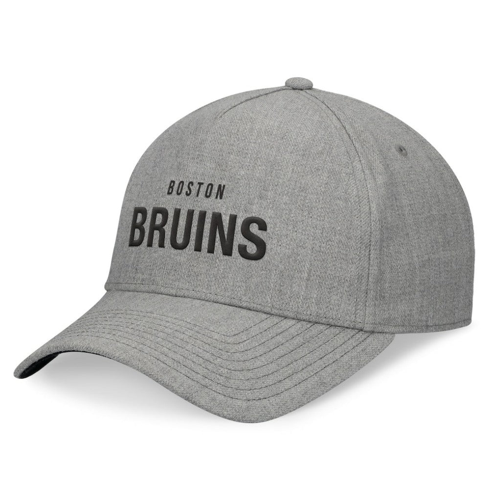 Boston Bruins Fanatics Elements A-Frame Leather Strapback Hat - Heather Gray - NHL