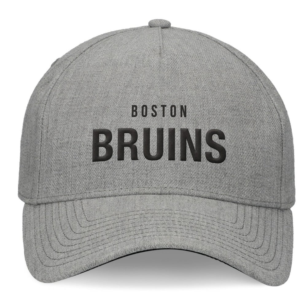 Boston Bruins Fanatics Elements A-Frame Leather Strapback Hat - Heather Gray - NHL