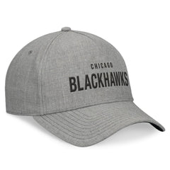 Chicago Blackhawks Fanatics Elements A-Frame Leather Strapback Hat - Heather Gray - NHL