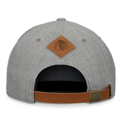 Chicago Blackhawks Fanatics Elements A-Frame Leather Strapback Hat - Heather Gray - NHL