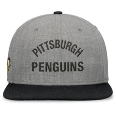 Pittsburgh Penguins Fanatics Elements Flat Brim Leather Strapback Hat - Heather Gray - NHL