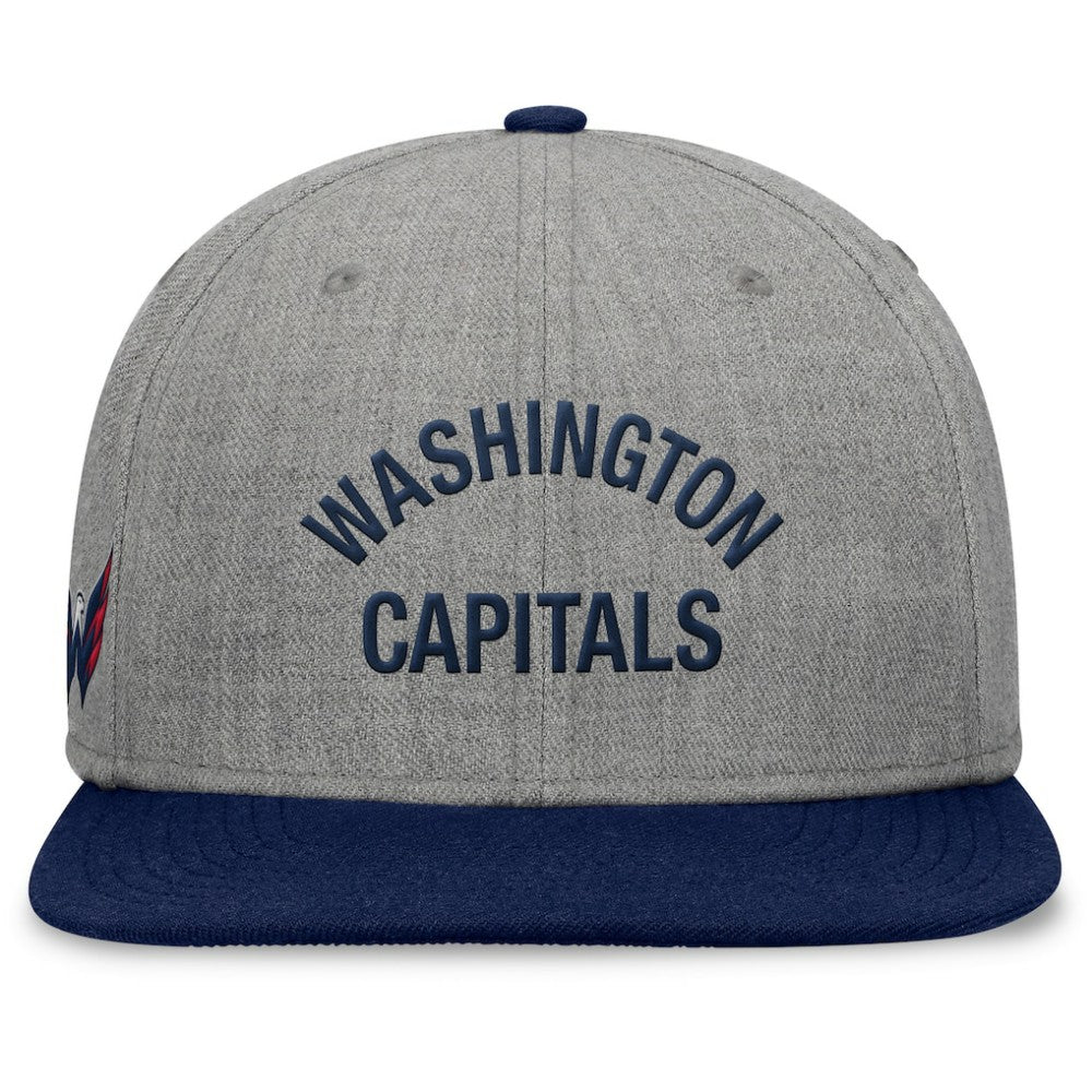 Washington Capitals Fanatics Elements Flat Brim Leather Strapback Hat - Heather Gray - NHL