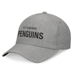 Pittsburgh Penguins Fanatics Elements A-Frame Leather Strapback Hat - Heather Gray - NHL