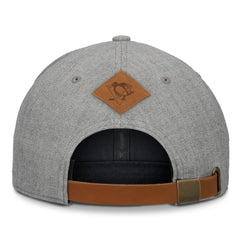 Pittsburgh Penguins Fanatics Elements A-Frame Leather Strapback Hat - Heather Gray - NHL