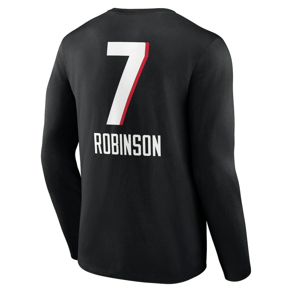 Bijan Robinson Atlanta Falcons Team Wordmark Name & Number Long Sleeve T-Shirt Black | NFL