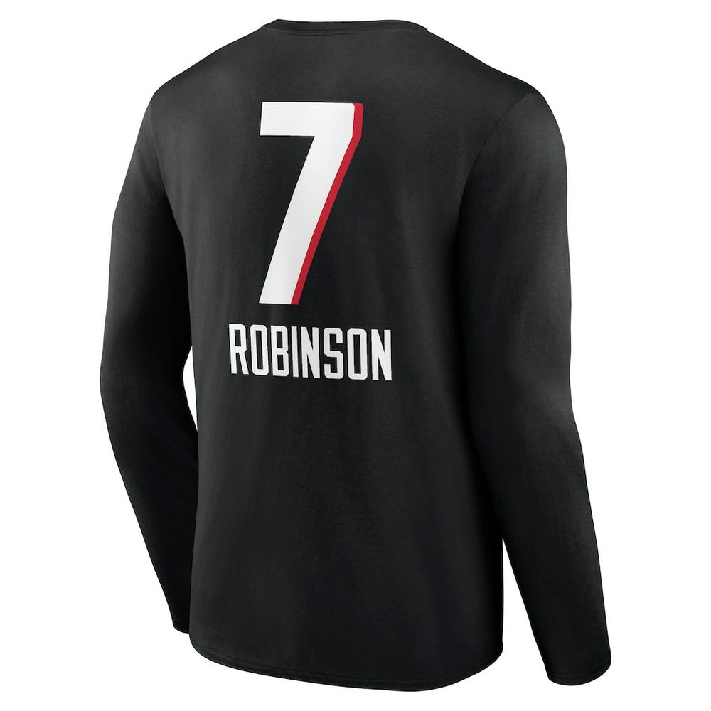 Bijan Robinson Atlanta Falcons Team Wordmark Name & Number Long Sleeve T-Shirt Black | NFL
