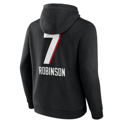 Bijan Robinson Atlanta Falcons Team Wordmark Name & Number Pullover Hoodie Black | NFL