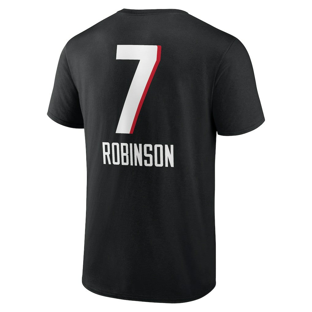 Bijan Robinson Atlanta Falcons Team Wordmark Name & Number T-Shirt Black | NFL