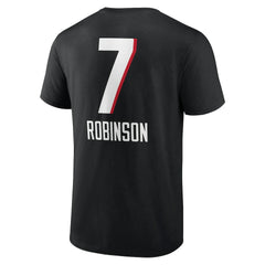 Bijan Robinson Atlanta Falcons Team Wordmark Name & Number T-Shirt Black | NFL