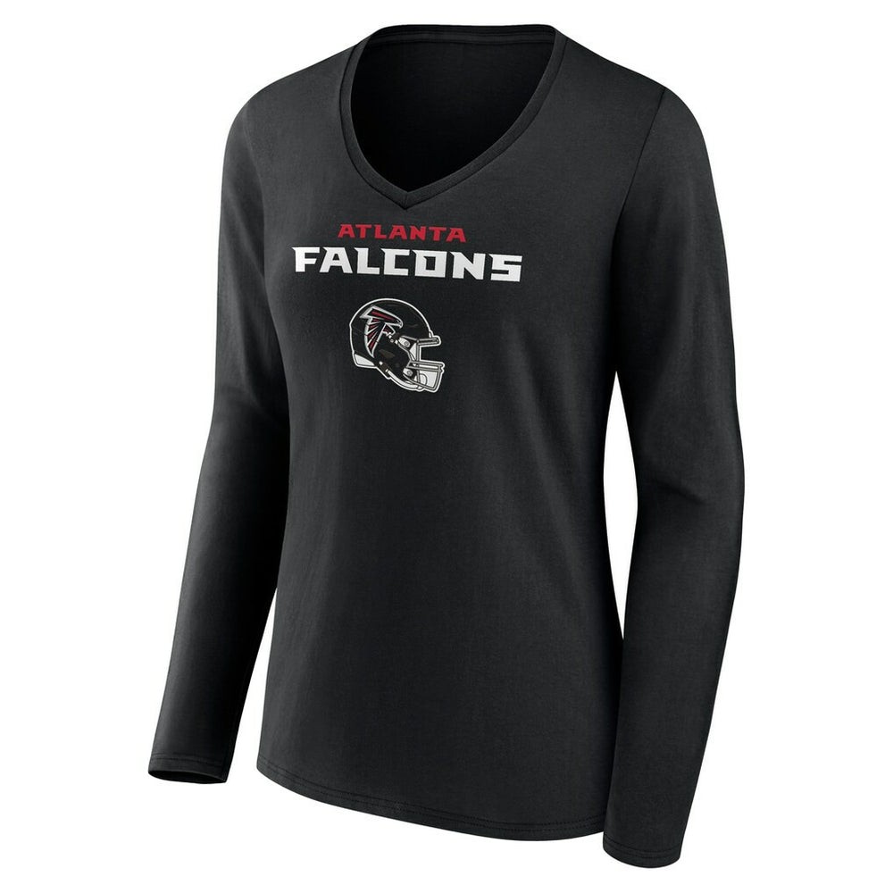 Bijan Robinson Atlanta Falcons Women's Team Wordmark Name & Number Long Sleeve V-Neck T-Shirt Black | NFL
