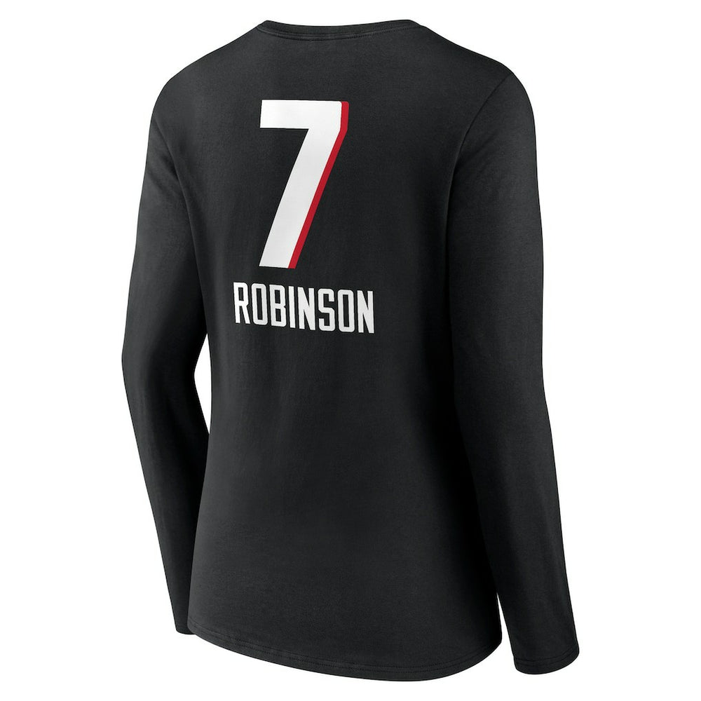 Bijan Robinson Atlanta Falcons Women's Team Wordmark Name & Number Long Sleeve V-Neck T-Shirt Black | NFL