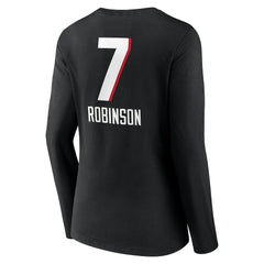 Bijan Robinson Atlanta Falcons Women's Team Wordmark Name & Number Long Sleeve V-Neck T-Shirt Black | NFL
