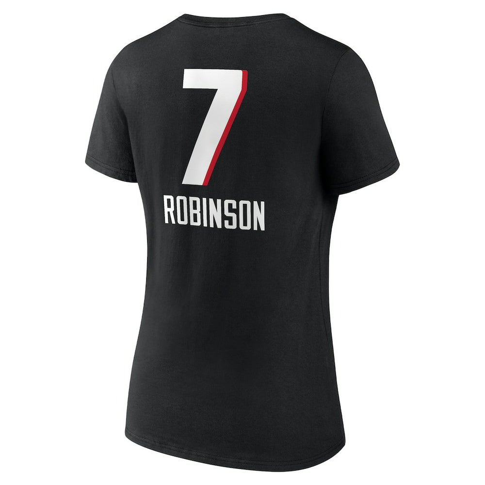 Bijan Robinson Atlanta Falcons Women's Team Wordmark Name & Number V-Neck T-Shirt Black | NFL