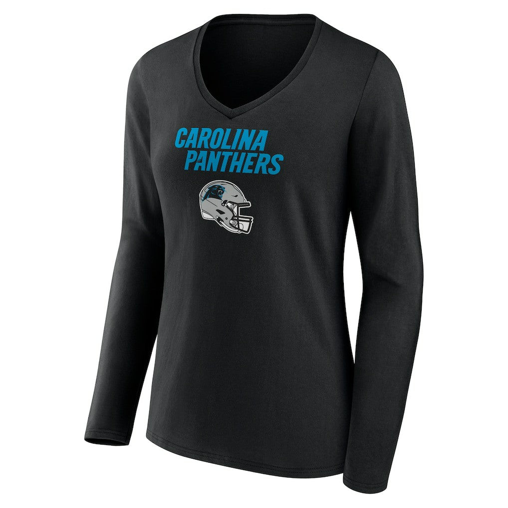 Bryce Young Carolina Panthers Women's Team Wordmark Name & Number Long Sleeve V-Neck T-Shirt Black | NFL