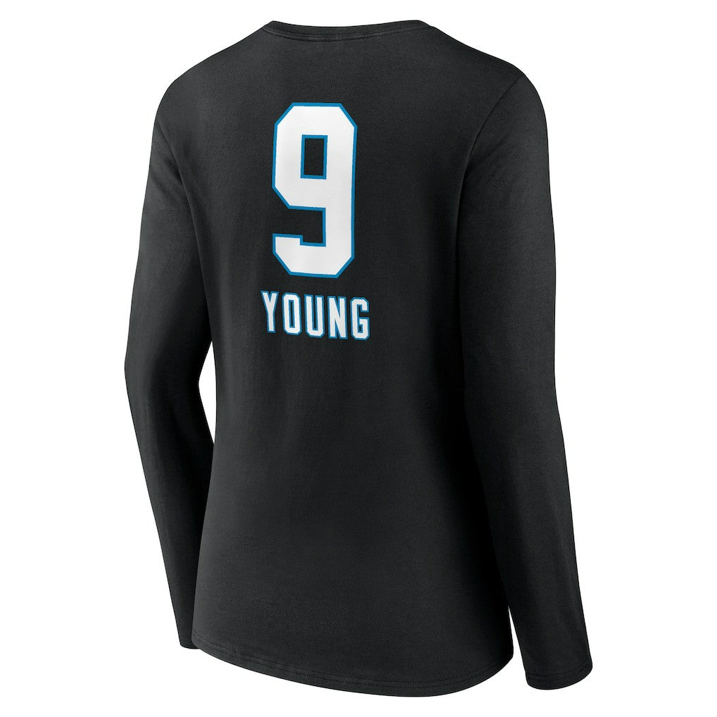 Bryce Young Carolina Panthers Women's Team Wordmark Name & Number Long Sleeve V-Neck T-Shirt Black | NFL