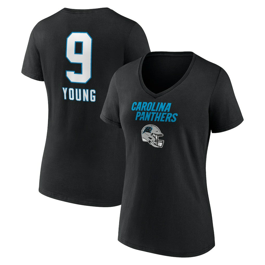 Bryce Young Carolina Panthers Women's Team Wordmark Name & Number V-Neck T-Shirt Black | NFL