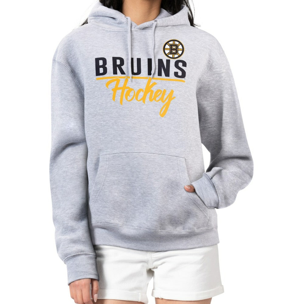Boston Bruins G-III 4Her by Carl Banks Women's Team Sport Tri-Blend Fleece Hoodie - Heather Gray - NHL