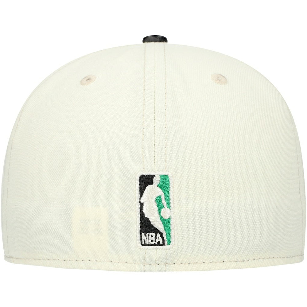 Boston Celtics Faux Leather Visor Two-Tone 59FIFTY Fitted Hat White/Black - NBA