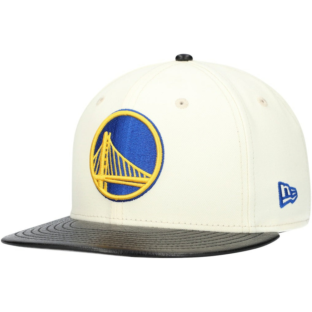 Golden State Warriors Faux Leather Visor Two-Tone 59FIFTY Fitted Hat White/Black - NBA