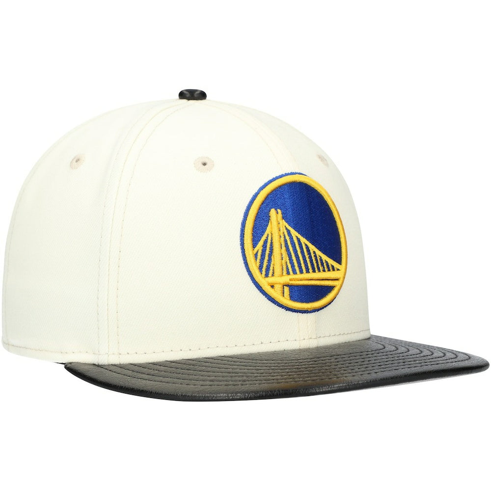 Golden State Warriors Faux Leather Visor Two-Tone 59FIFTY Fitted Hat White/Black - NBA