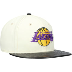 Los Angeles Lakers Faux Leather Visor Two-Tone 59FIFTY Fitted Hat White/Black - NBA