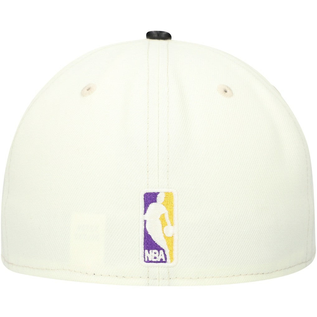 Los Angeles Lakers Faux Leather Visor Two-Tone 59FIFTY Fitted Hat White/Black - NBA