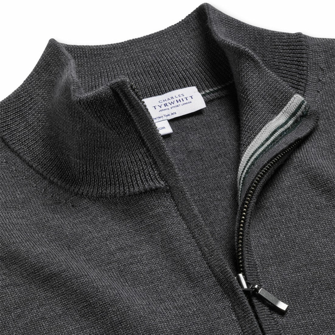 New York Jets Charles Tyrwhitt Merino Quarter-Zip Pullover Sweater Gray | NFL