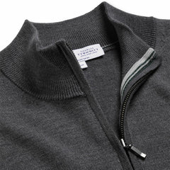 New York Jets Charles Tyrwhitt Merino Quarter-Zip Pullover Sweater Gray | NFL