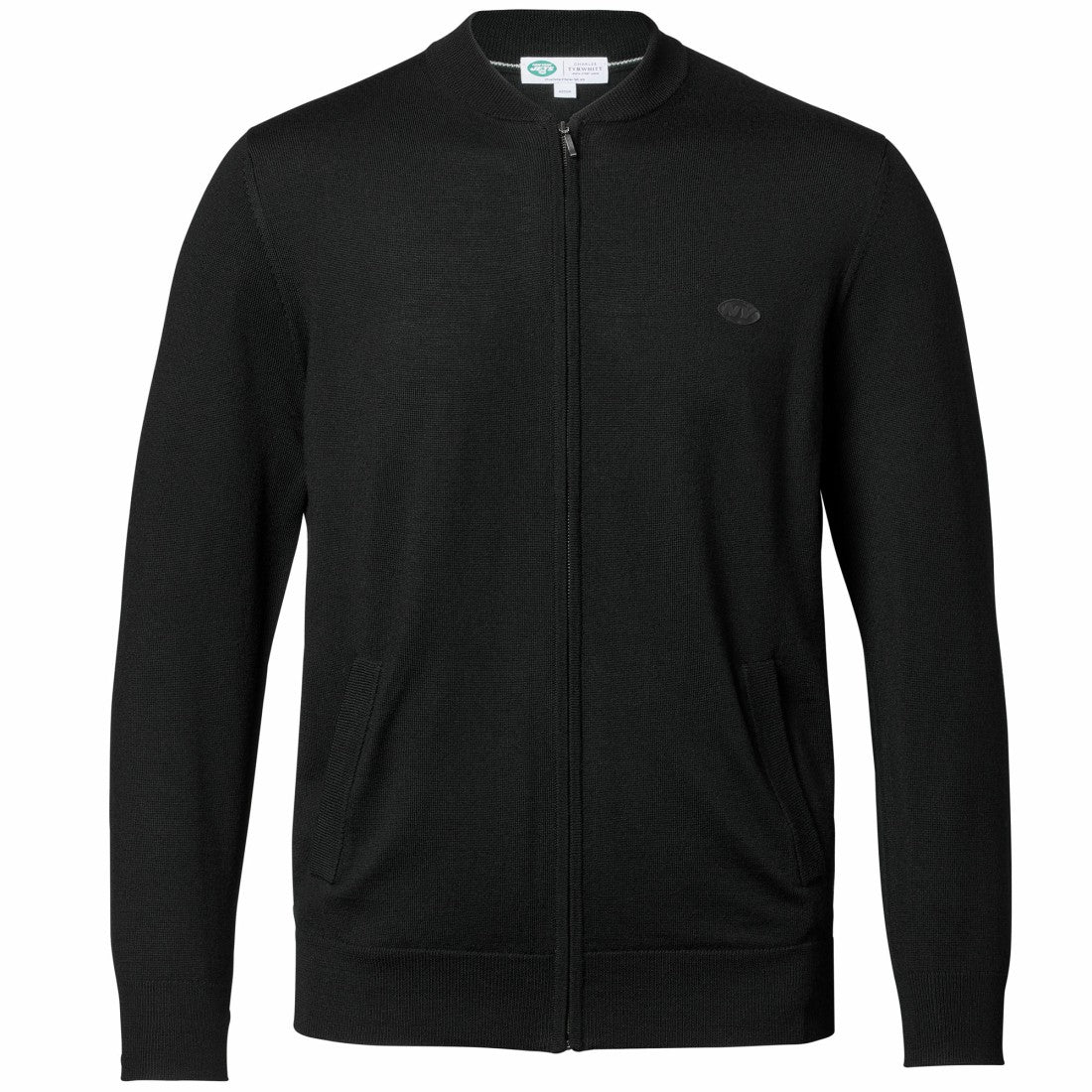 New York Jets Charles Tyrwhitt Merino Full-Zip Sweater Black | NFL