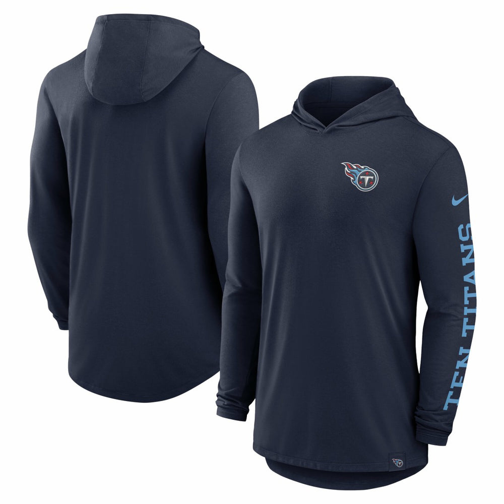 Tennessee Titans Blitz Tri-Blend Dri-FIT Long Sleeve Hoodie T-Shirt Navy | Nike for Sale