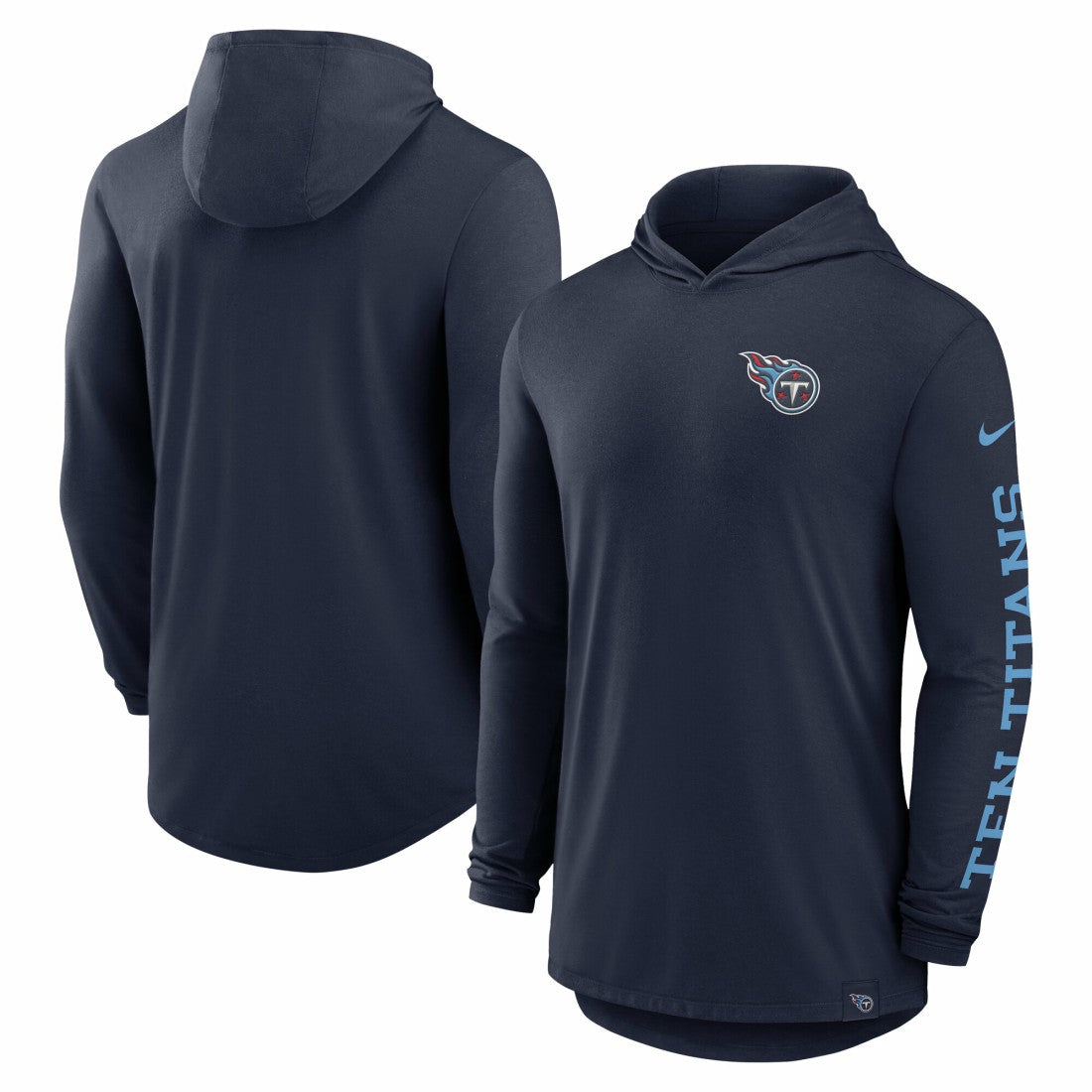 Tennessee Titans Blitz Tri-Blend Dri-FIT Long Sleeve Hoodie T-Shirt Navy | Nike for Sale