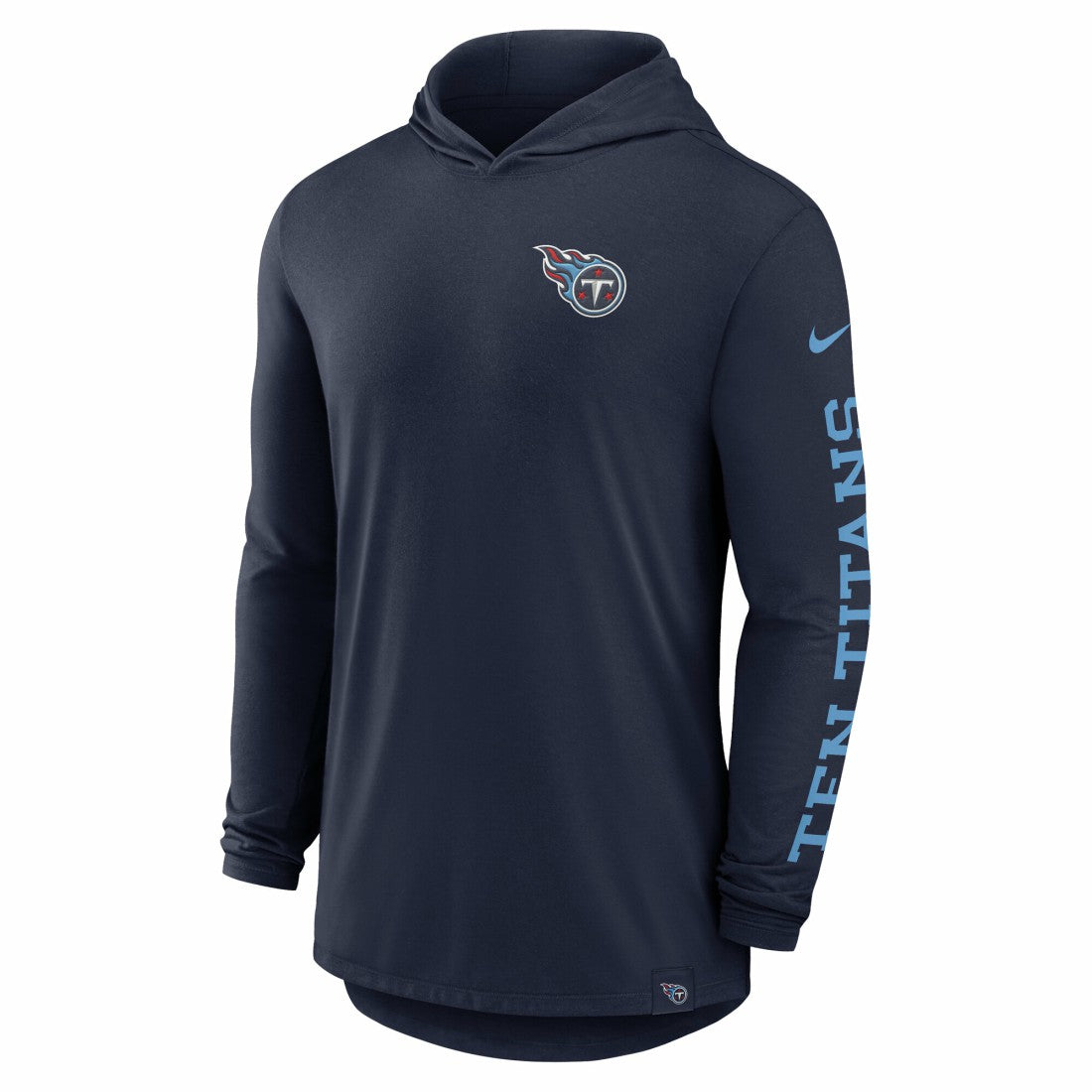Tennessee Titans Blitz Tri-Blend Dri-FIT Long Sleeve Hoodie T-Shirt Navy | Nike for Sale