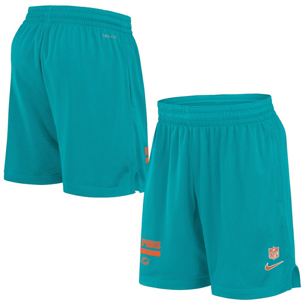 Miami Dolphins 2024 Sideline Performance Mesh Shorts Aqua | Nike for Sale