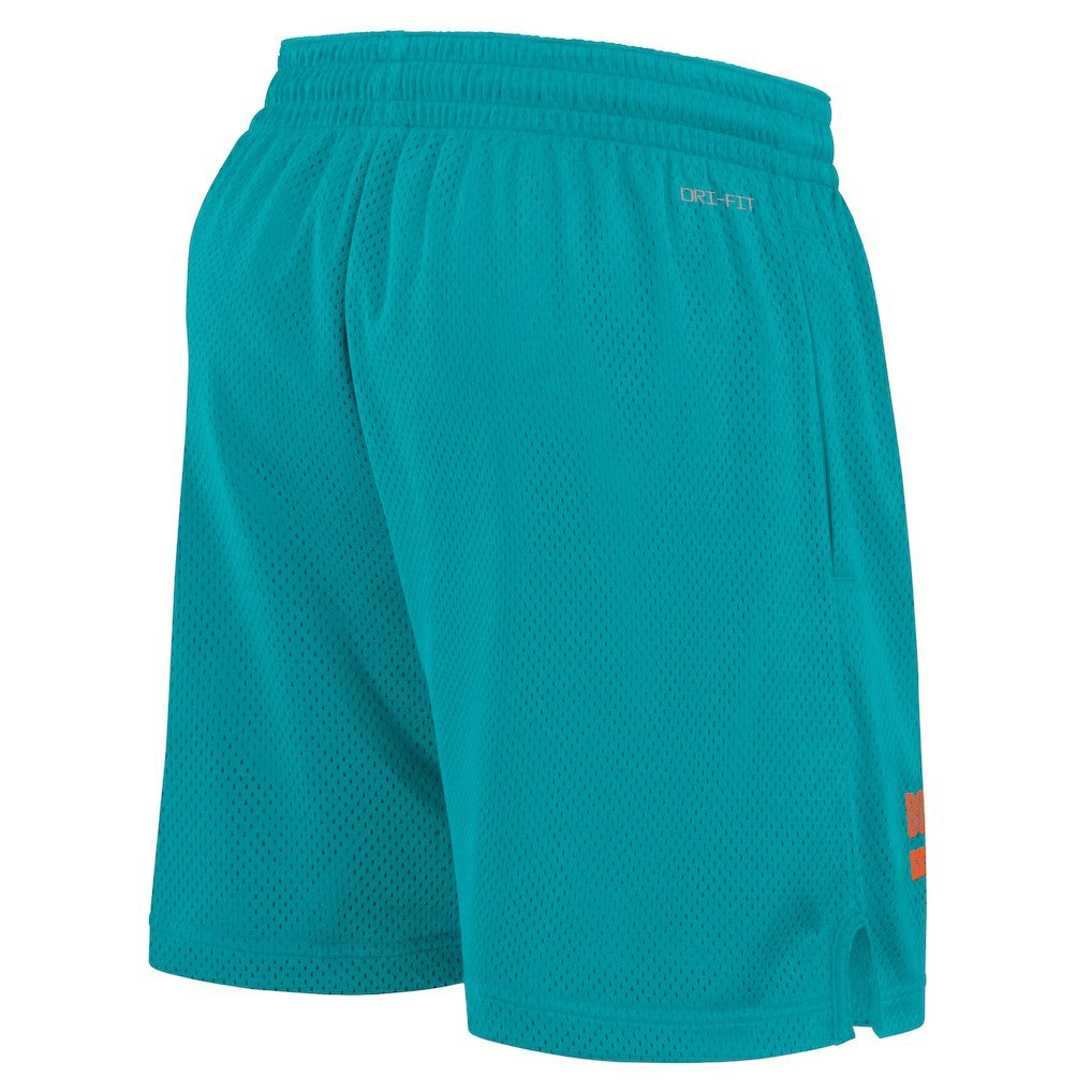 Miami Dolphins 2024 Sideline Performance Mesh Shorts Aqua | Nike for Sale