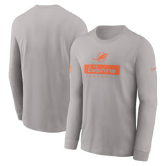 Miami Dolphins Sideline Dri-FIT Long Sleeve T-Shirt Gray | Nike for Sale