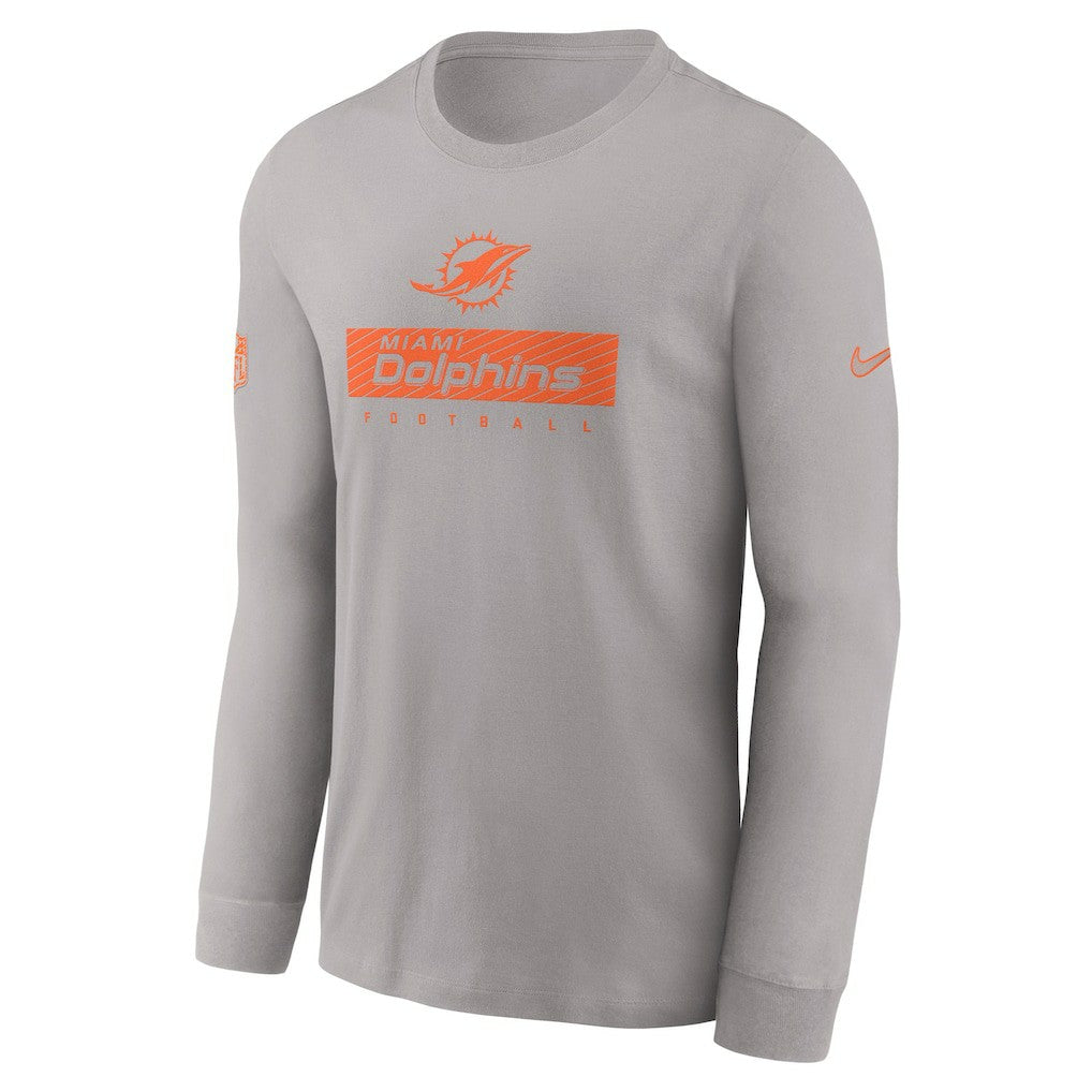 Miami Dolphins Sideline Dri-FIT Long Sleeve T-Shirt Gray | Nike for Sale